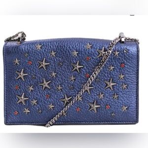 Jimmy Choo Star Studded Jewel Embellished Blue Crossbody Bag